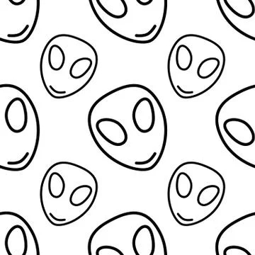 Extraterrestrial alien face or head symbol line art vector icon for apps and  库存插图