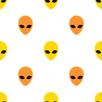 Extraterrestrial Alien Face or Head Symbol Flat Vector Icon seamless pattern Stock Illustration