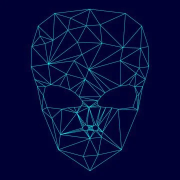 Extraterrestrial alien face or head low poly triangulation triangulated polyg 스톡 일러스트