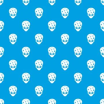 Extraterrestrial alien head pattern seamless blue Stock Illustration