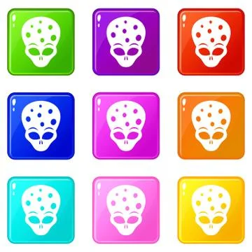 Extraterrestrial alien head set 9 Stock Illustration