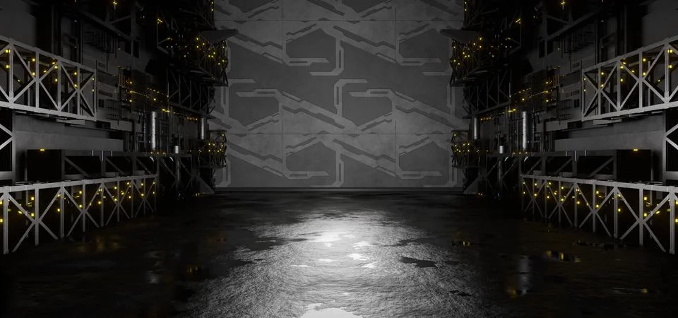 Extraterrestrial Alien Interior Empty Studio Ultra Modern Purple Colors Conce Ilustração Stock