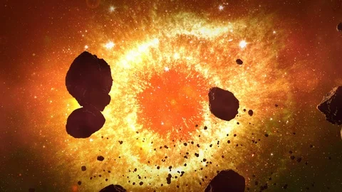 Extraterrestrial asteroid and nebula space background Stock Footage 90176119