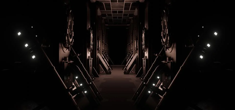 Extraterrestrial Cyber Hall Studio Cyber Future Stage Corridor Ultra Modern C Stock Illustration