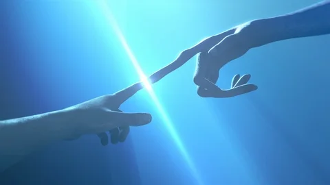 Extraterrestrial hand contact human hand-alien first contact-3d rendering Stock Footage