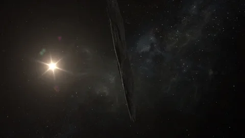 Extraterrestrial interstellar asteroid or comet Oumuamua passing through Video stock 98403810