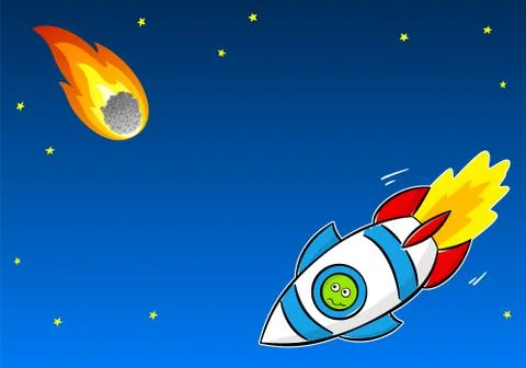 Extraterrestrial observing a comet from the space ship Stock Illustration