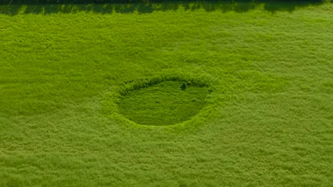 Extraterrestrial phenomenon developing inside natural meadow landscape. Wide Stock Footage 338068468