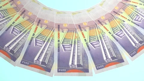 Extravagant Looping Design 2500 Escudo Curency of Cape Verde Vídeo Stock 304140046