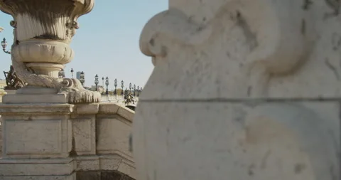 Extravagant Pont Alexandre III Deck Arch Bridge In Paris, France. - Stock Footage 160537875