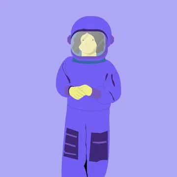 Extravehicular Mobility Unit flat art design character of women's space concept. Stock Illustration