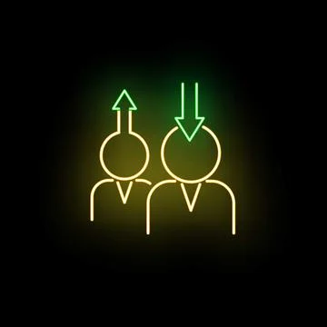 Extraversion and introversion personality types neon icon Stock Illustration