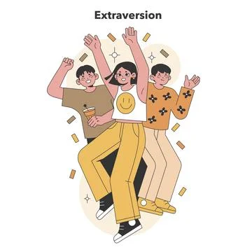 Extraversion in the Big Five Personality. Flat vector illustration. Stock Illustration