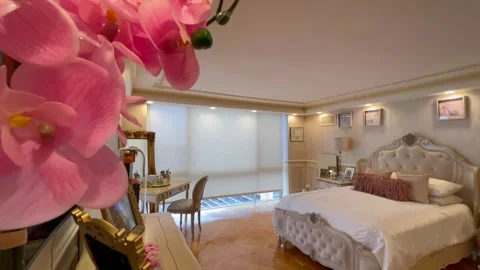 Extravigant Bed Frames and Wood Flooring Condo Stock Footage 262536222