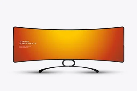 The Extream Wide LED Screen mockup For Modern displayed with a vibrant grad.. Stock Illustration