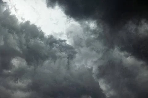  Extrem cloudy sky, violent storm. Dramatic overcast sky with dark clouds ... Stock Photos