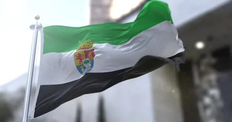 Extremadura flag waving-seamless-loop-4k-60fps Stock Footage 344526672