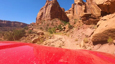 Extreme 4WD Moab UT Chevy Silverado Trail Boss Off Road Red Rocks Stock Footage 247657485