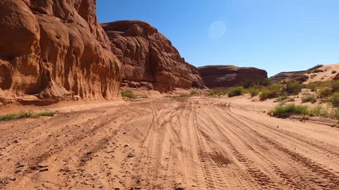 Extreme 4WD Moab UT Sandy Wash Chevy Silverado Trail Boss Off Road Stock Footage 247652274