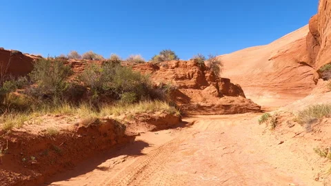 Extreme 4WD Moab UT Sandy Wash No Vehicle In Shot Off Road Red Rocks Jeep Trail Stock Footage 247652611