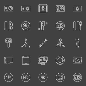 Extreme action camera icons Stock Illustration