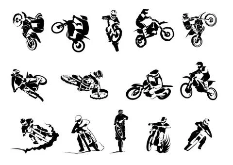 Extreme bike big vector set 14x, motocross Stock Illustration