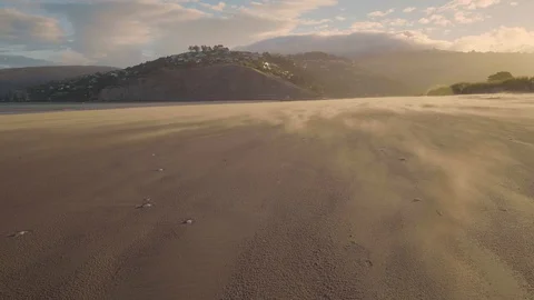 Extreme Blowing Sand on Beach at Sunset (View 3) Video stock 101116739