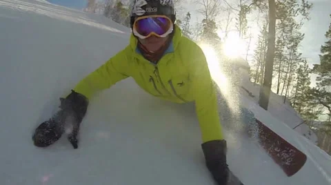 Extreme carving on snowboard. Stock Footage 36891118