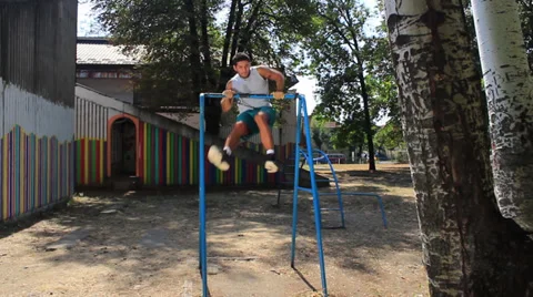 Extreme Chin-ups Stock Footage 30333412