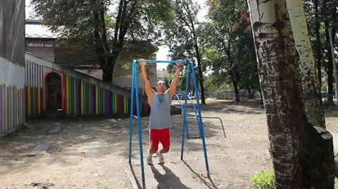 Extreme Chin-ups Stock Footage 30368345