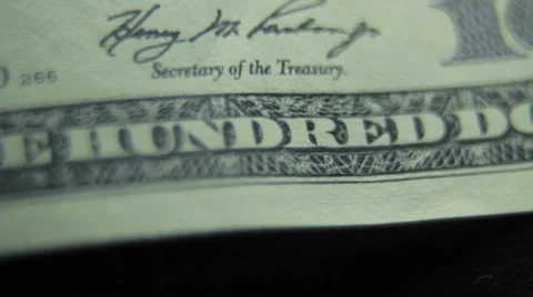 Extreme close up of $100 US bill "Hundred" Video stock 39539809