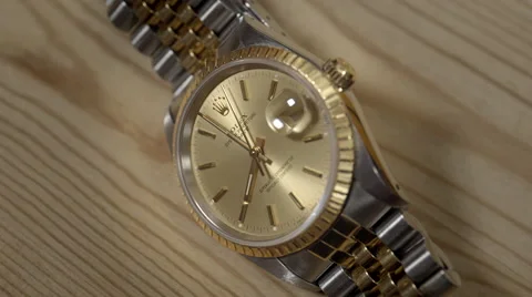 Extreme Close Up of 18ct Gold Rolex Oyster Perpetual Date. 4K UHD. 動画素材 51664583