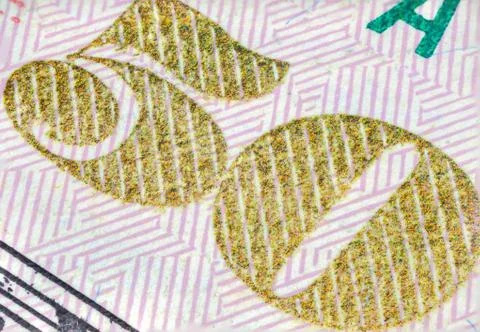 Extreme close up of a 50 US dollars banknote Stock-Fotos