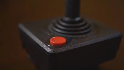 Extreme Close-Up Of Atari Video Computer Console Videogame Joystick Stock Footage 128176696