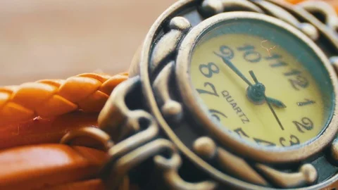 Extreme Close Up of Beautiful Woman's Watch. Second Hand Dial Stock Footage