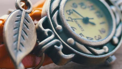 Extreme Close Up of Beautiful Woman's Watch. Second Hand Dial Stock Footage