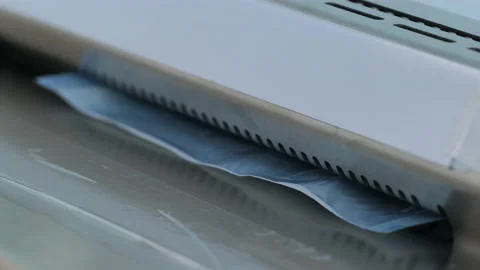Extreme close-up of blue craft package, shallow focus, cuts off packaging Stock Footage 131683671
