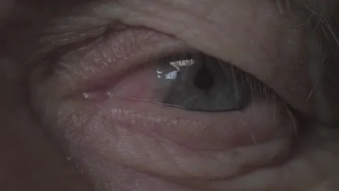 Extreme close up on blue human eye. Close up of a human eye opening wide. Stock Footage 148283347