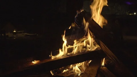 EXTREME CLOSE UP OF BONFIRE Stock Footage 107303250