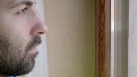 Extreme Close Up caucasian man with a beard Video stock 155200975