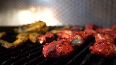 Extreme Close Up Of Chicken On The Grill Stock Footage 146228383