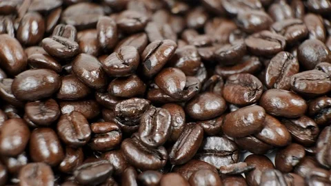 Extreme close up of coffee beans. Slider movement shot. Stock Footage 100785779
