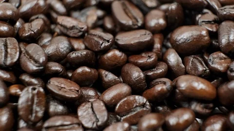 Extreme close up of coffee beans. Slider movement shot. Stock Footage 100787826