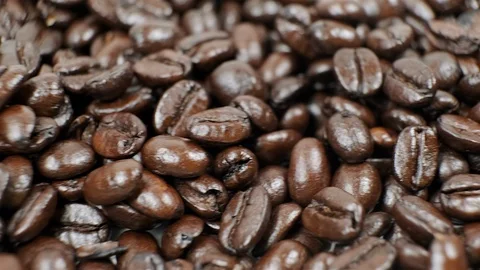 Extreme close up of coffee beans. Slider movement shot. Stock Footage 100789361
