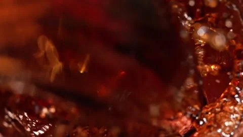 Extreme Close-Up of Cola Pouring with Bubbles and Splash Stock Footage 346087954