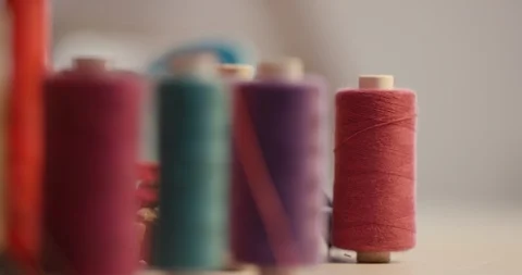 Extreme Close Up Of Colorful Threads Stock Footage 125316748