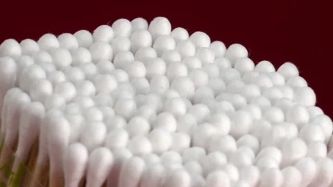 Extreme Close Up of Cotton Swabs Packed Together Showing Soft White Cotton Tips Stock Footage 340804538