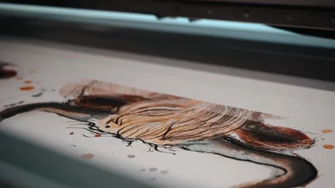 Extreme close up of design being printed Stock Footage 135160449