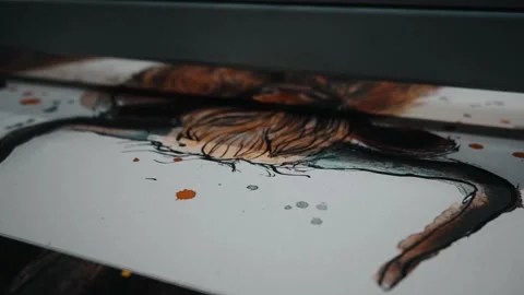 Extreme close up of design printing Stock Footage 135160480