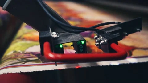 Extreme close up of device in printing machine Stock Footage 135160486